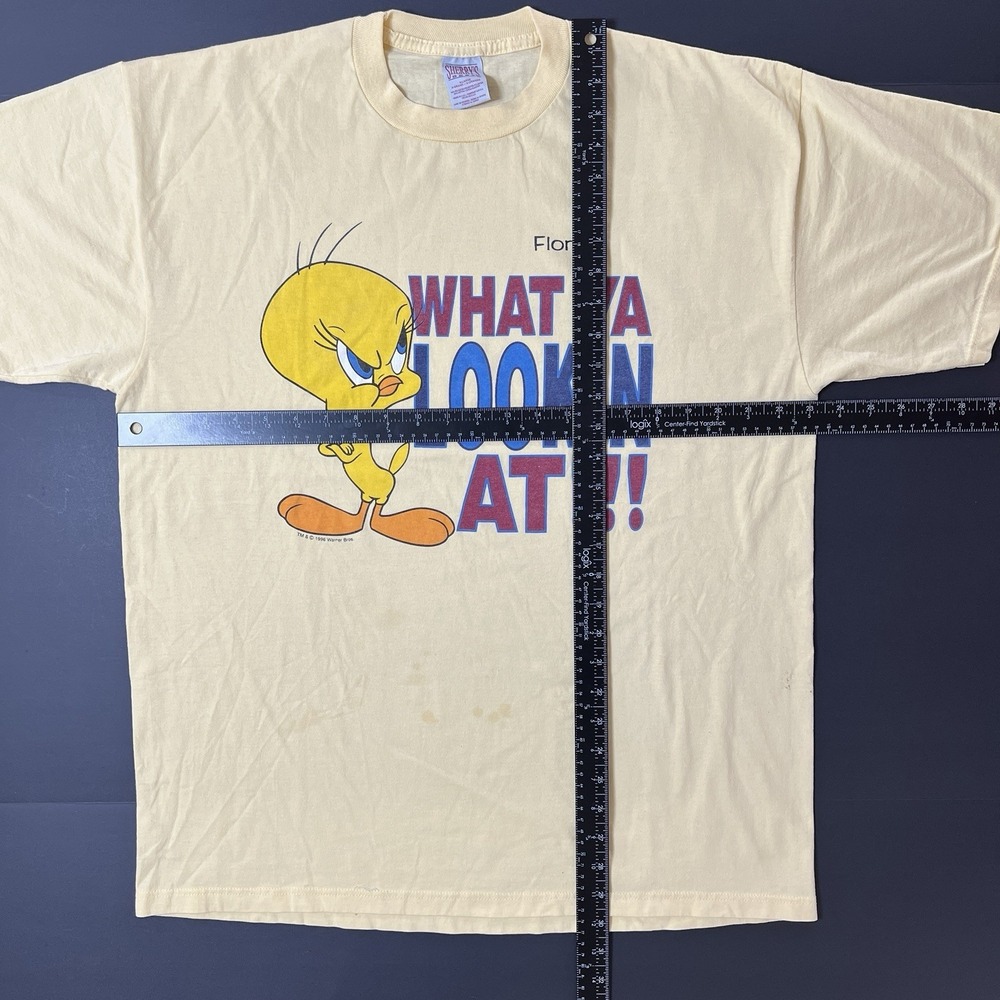 Vintage Tweety Bird 1996 TShirt Mens XL What Ya Lookin At Looney Tunes 90s - Picture 4 of 11